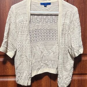 Apt. 9 Cream Open-Front Short-Sleeve Knit Cardigan Sweater